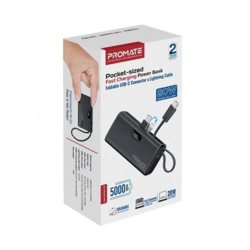 پاوربانک 5000 میلی آمپر PROMATE فست شارژ 20 وات